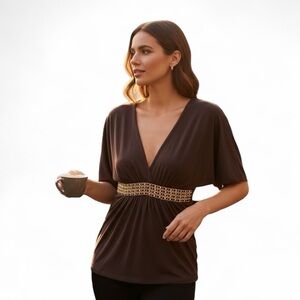 Sky brown and gold top size S